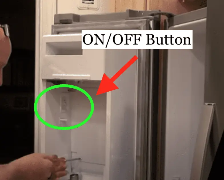 maytag ice maker on off button door
