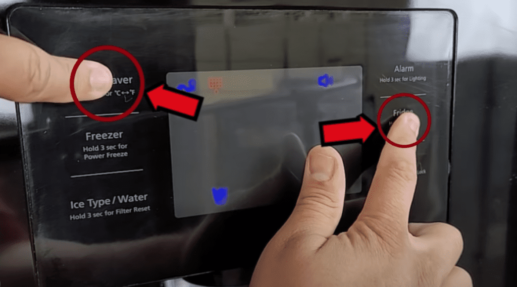 Put Samsung ice maker into defrost mode step 1